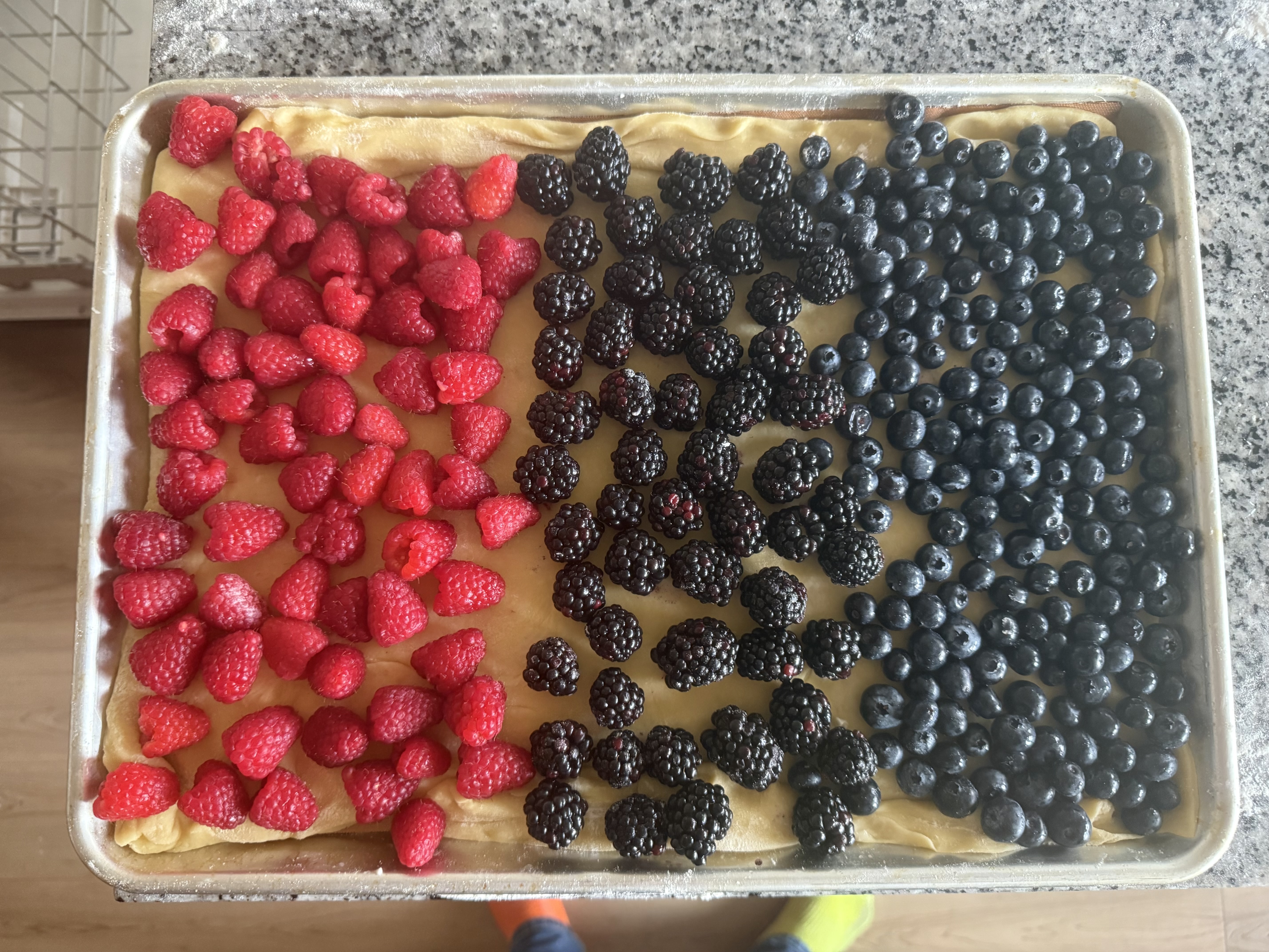 Fruit layout with raspberries, blackberries and blueberries